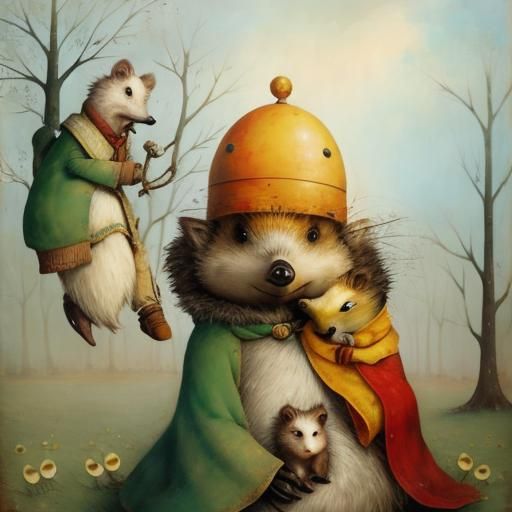 Whimsical Hedgehog and Friends Illustration