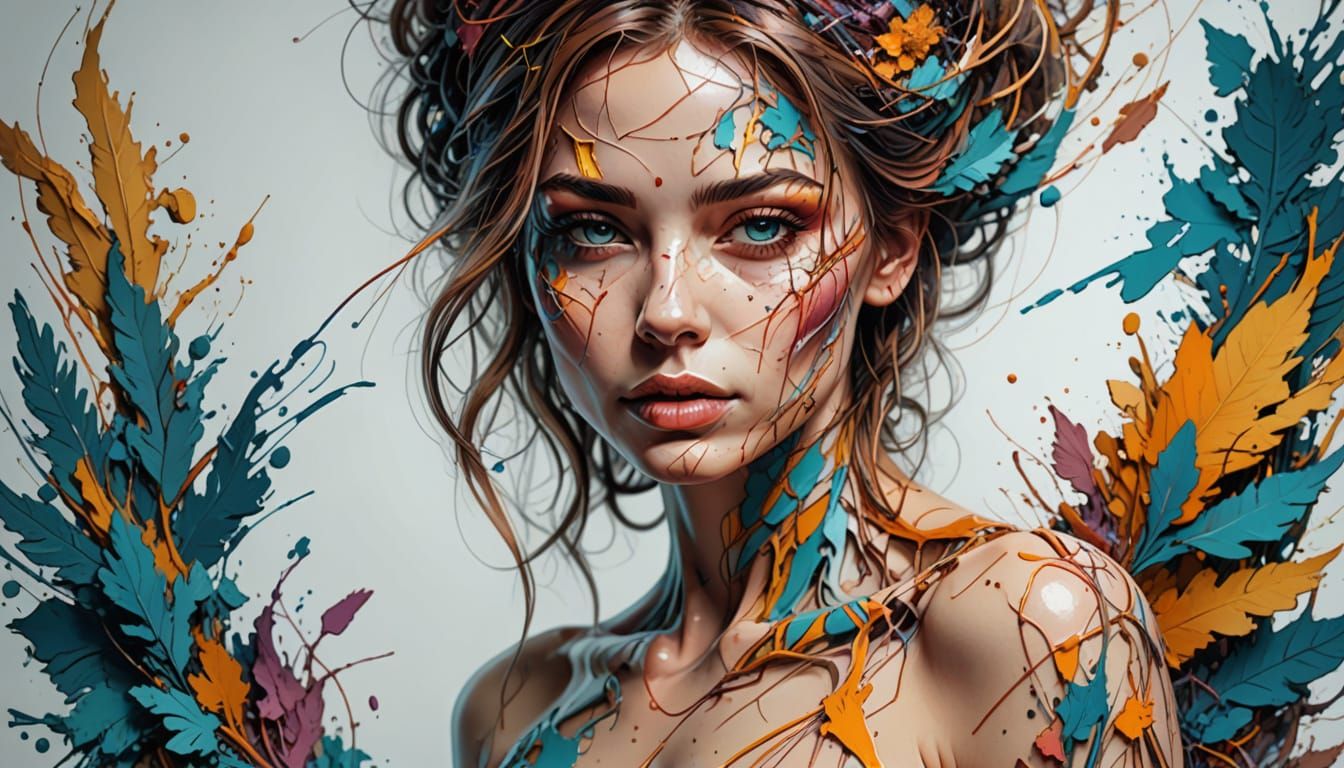 Ethereal Canvas on a Woman's Body in Carne Griffiths' Signat...