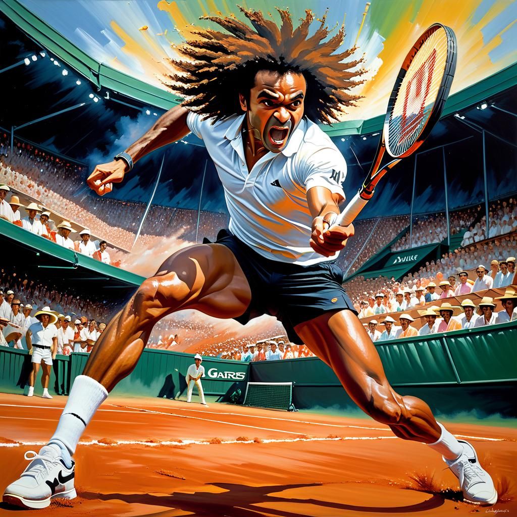 Yannick Noah's Victory: An Impasto Oil Painting