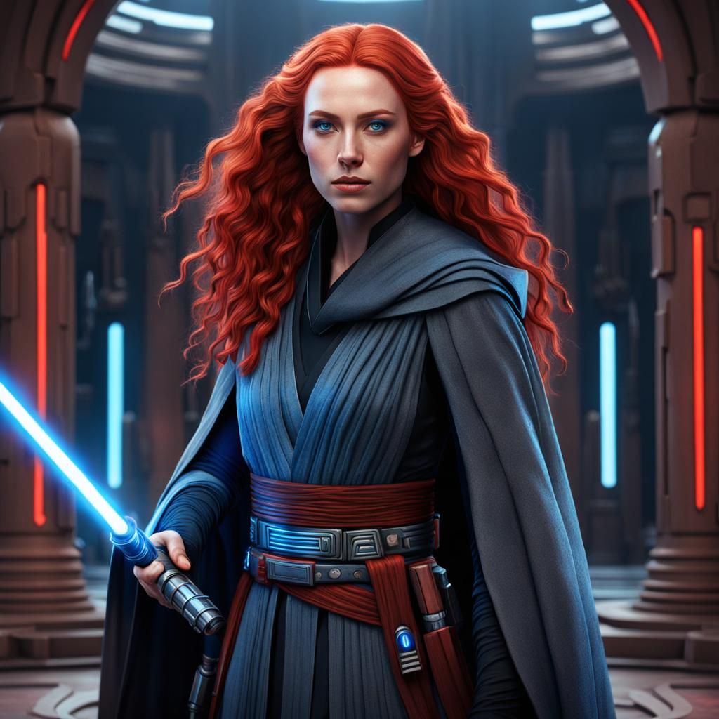 Female Jedi with Red Hair in Jedi Temple