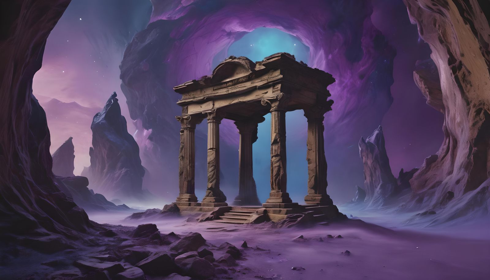 Cracked Stone Portal to Swirling Void