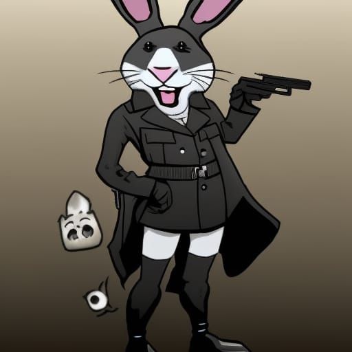Cartoon Rabbit Villain with Eye Patch