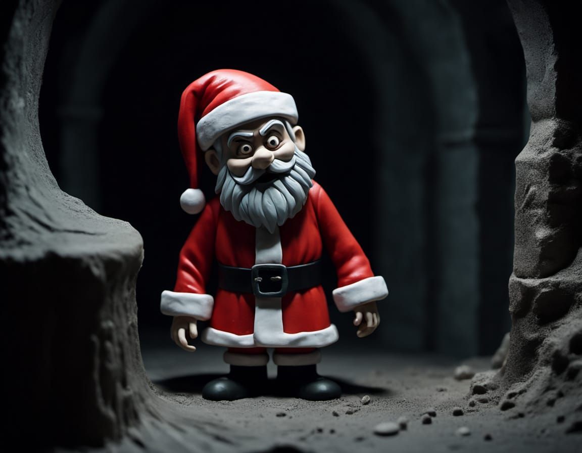 Creepy Claymation Vampire Santa in Crypt