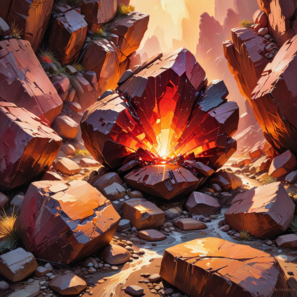 Glowing Ruby Masterpiece in Warm Golden Light