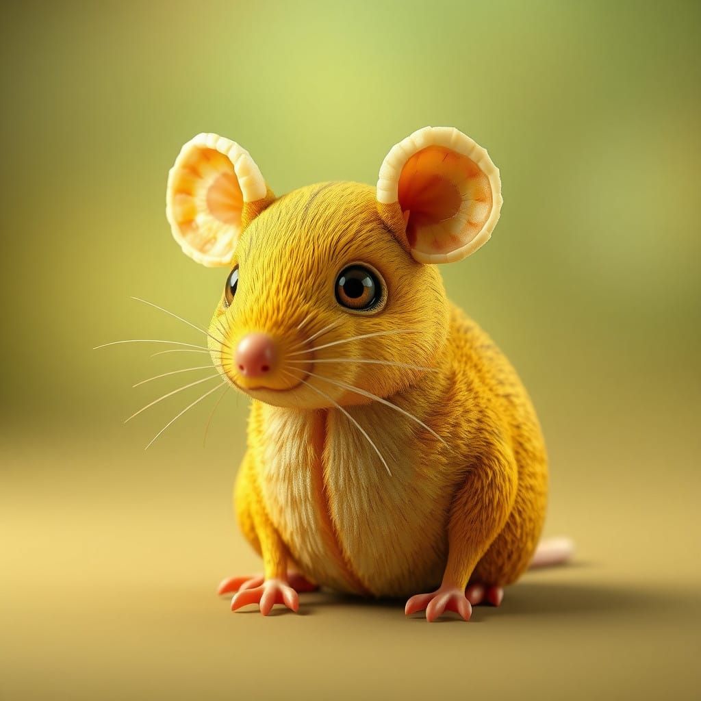 Whimsical Banana Mouse with Vibrant Organic Details