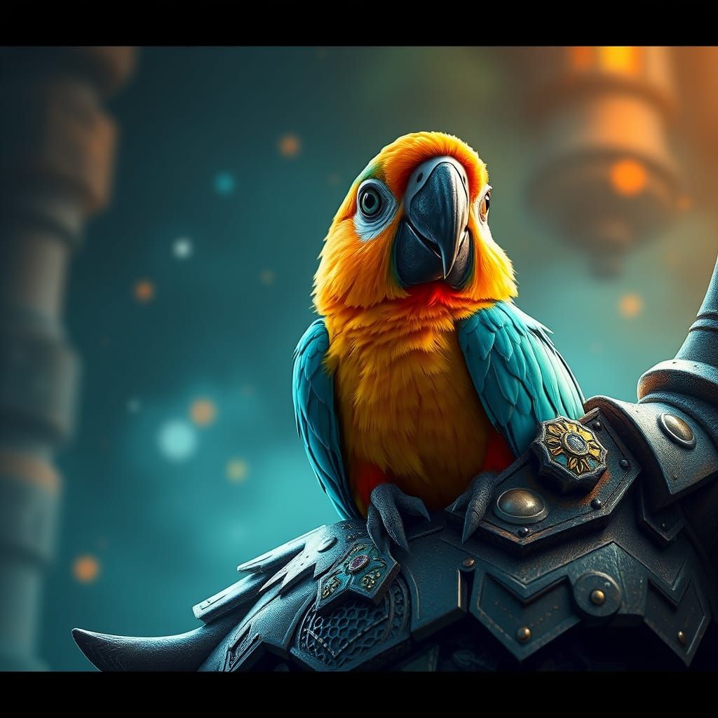 Cute Parrot Companion in Gothic Art Style