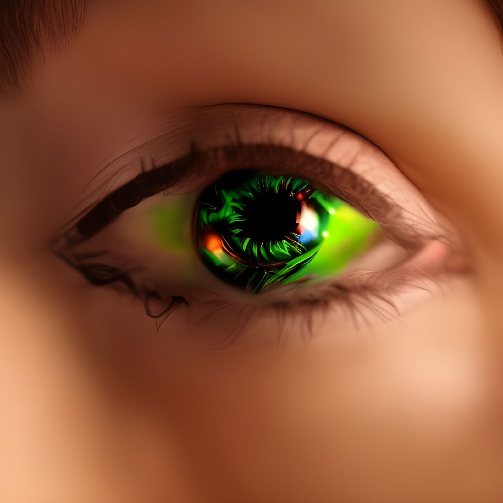 Surreal Cyberpunk Eye Surrounded by Nature