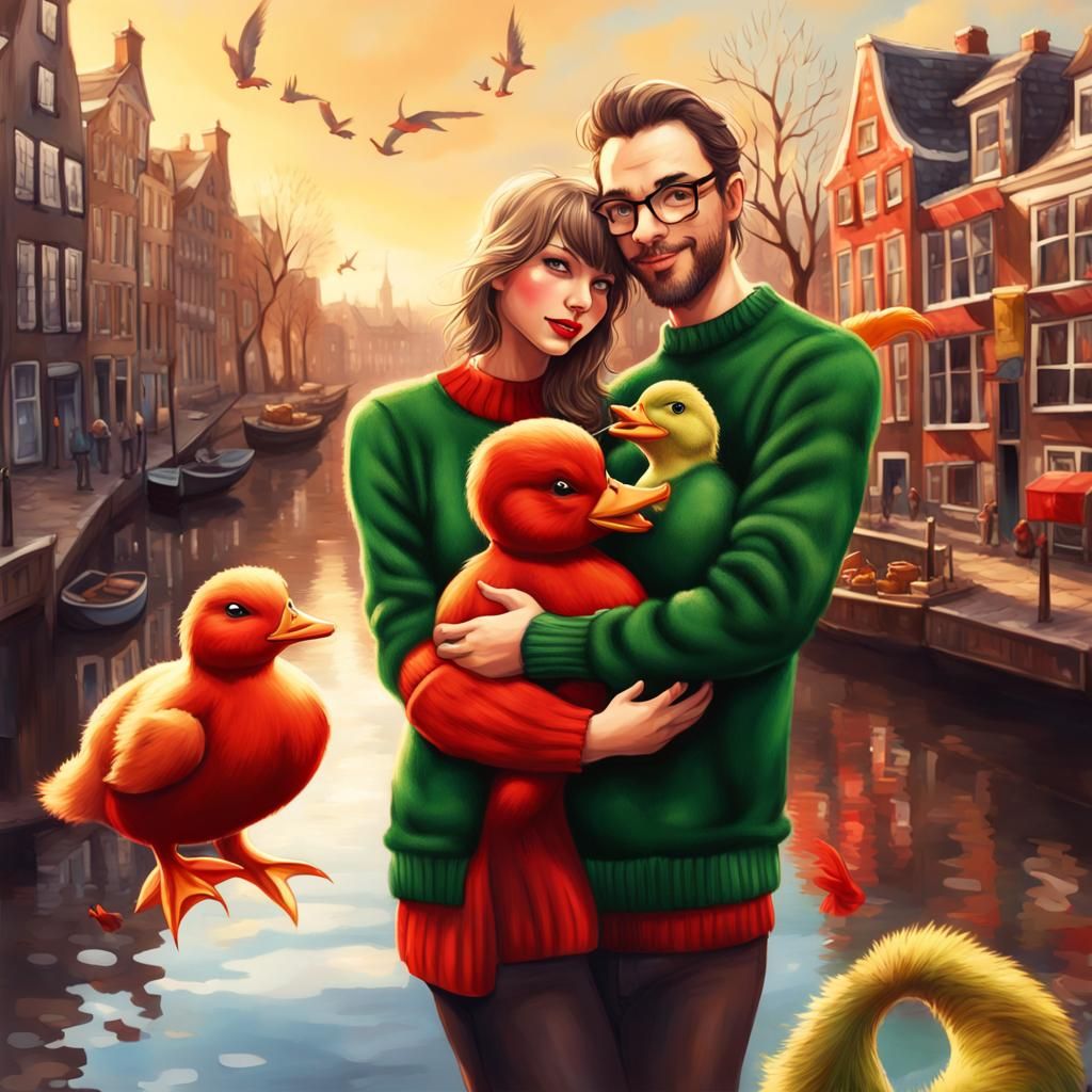 Avatar Christmas Selfie with Duck Toy and Squirrel