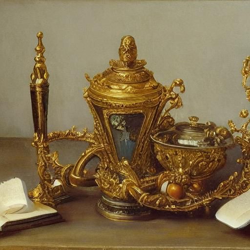 Baroque Still Life: Pipe with Amber and Diamonds