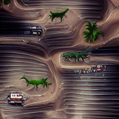 Jurassic Park Text Art with Dinosaur Skeleton