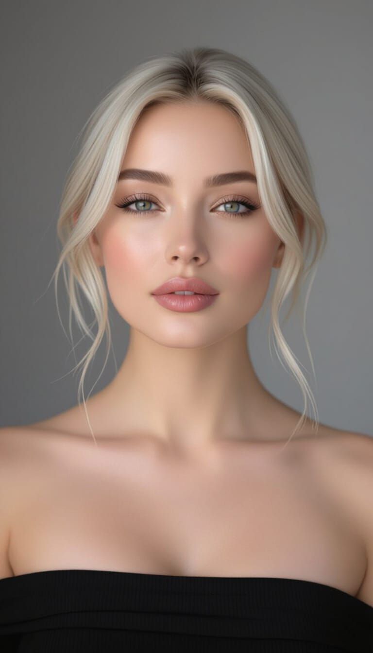 Photorealistic Portrait with Refined Features, Studio Lighti...