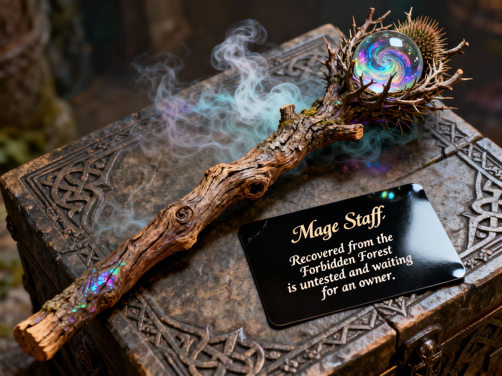 Magical Tree Branch Staff with Crystal Ball