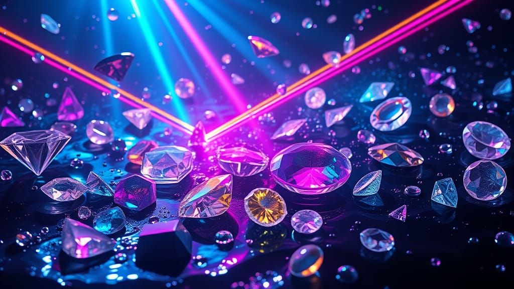 Cosmic Gemstones in Neon-Lit Universe
