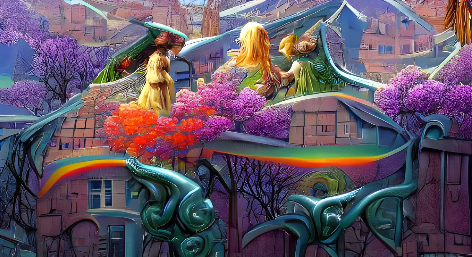 Fantasy Neighborhood Art Nouveau Fairy Tale Scene
