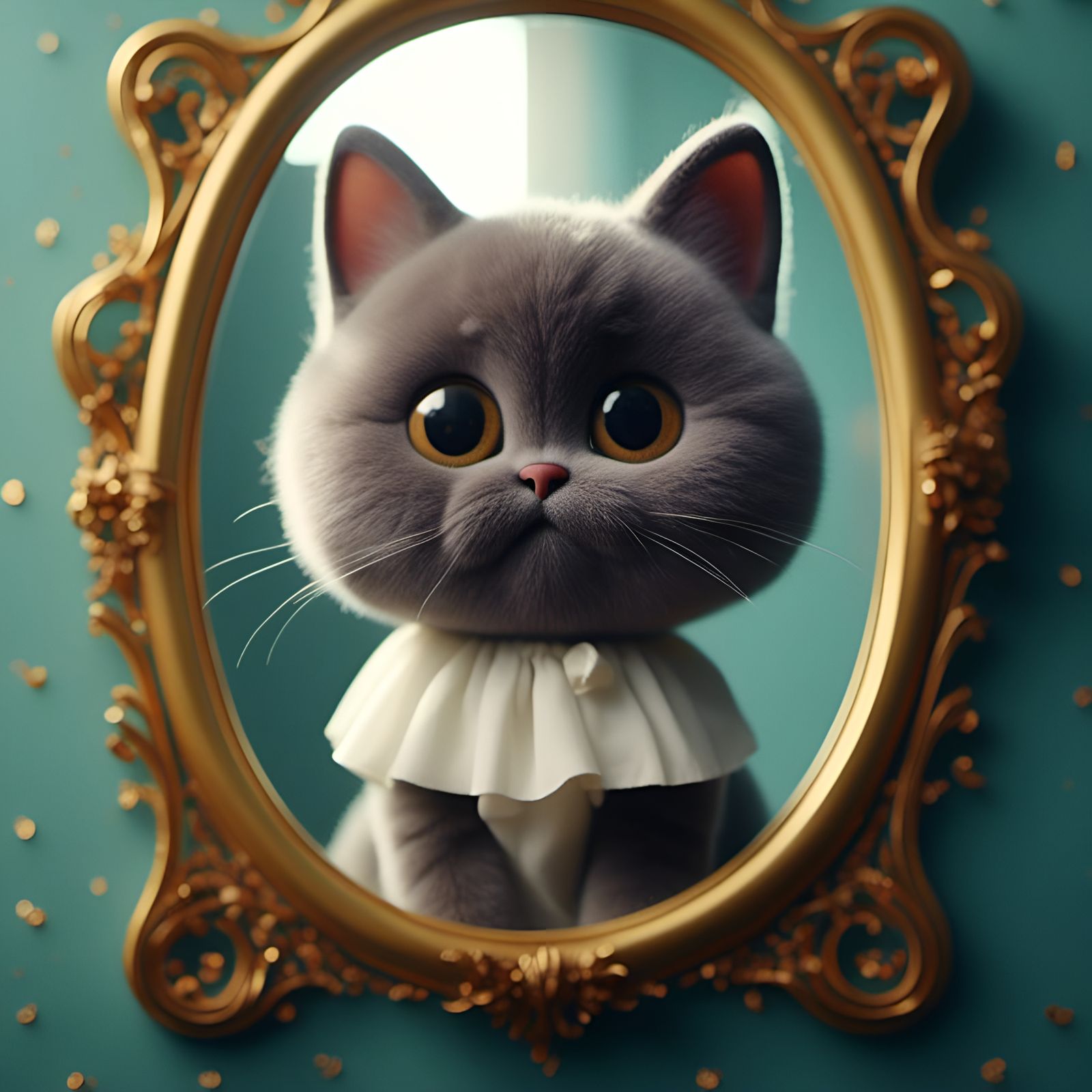 Confident Cat Portrait in Mirror