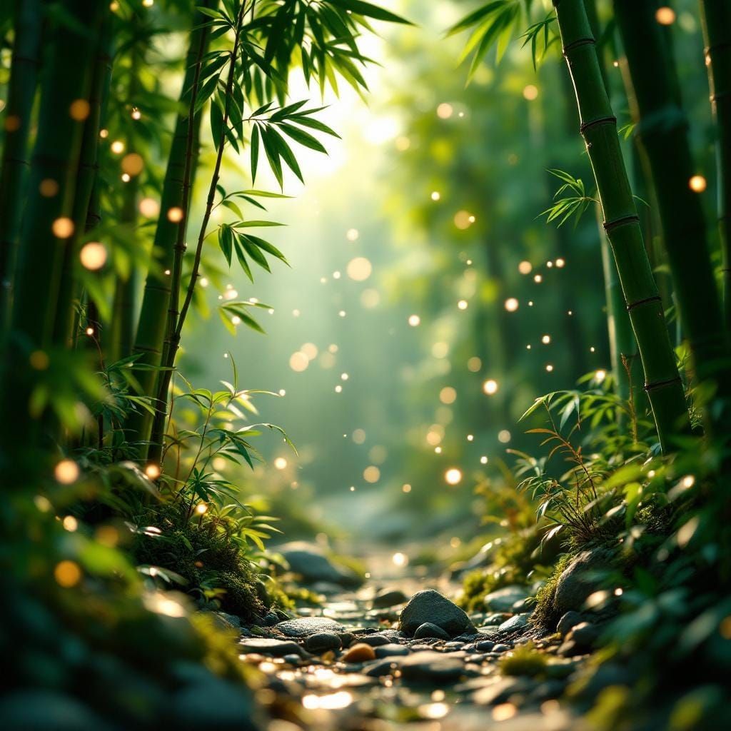 Miniature Bamboo Forest with Fireflies Photography