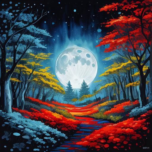 Moonlit Arabesque Forest in Impasto Alcohol Ink Style