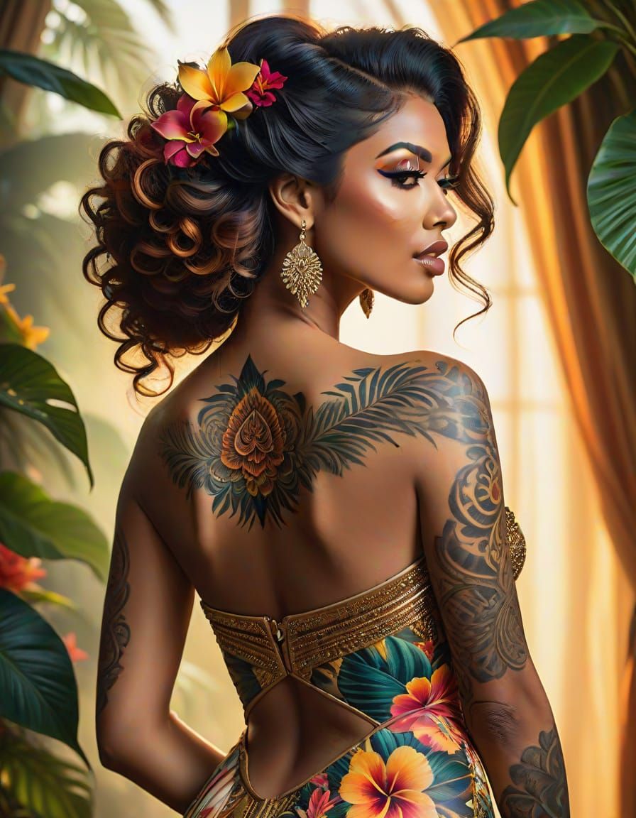 Exotic Mulata Woman Portrait in Digital Art Style