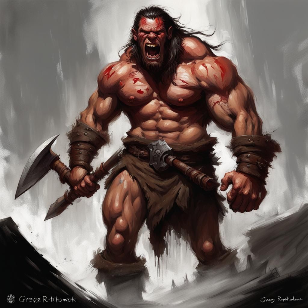 Furious Barbarian Warrior in Sinister Style