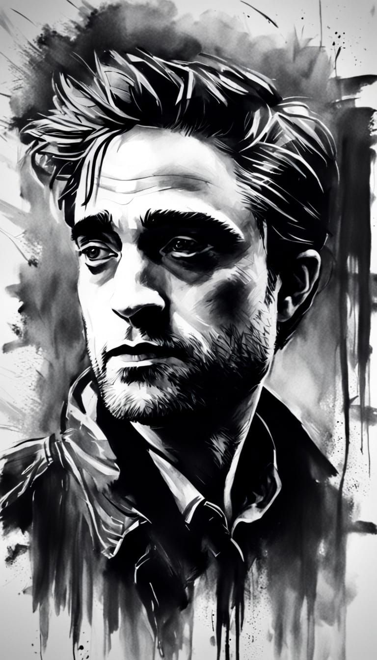 Robert Pattinson as Moody Mickey 17 Charcoal Portrait