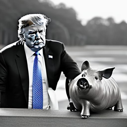 Donald Trump Rides a Pig: Professional Photography