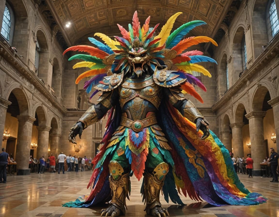 Quetzalcoatl in Damask in a Grand Hall