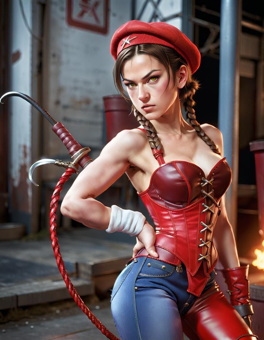 Red Corset Anime Girl with Whip