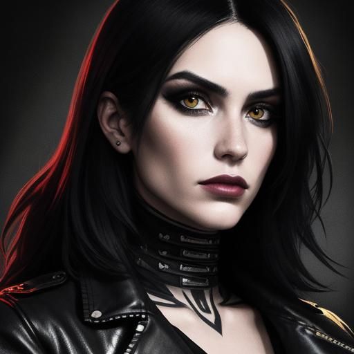 Rebellious Girl Portrait in Grunge Art Style