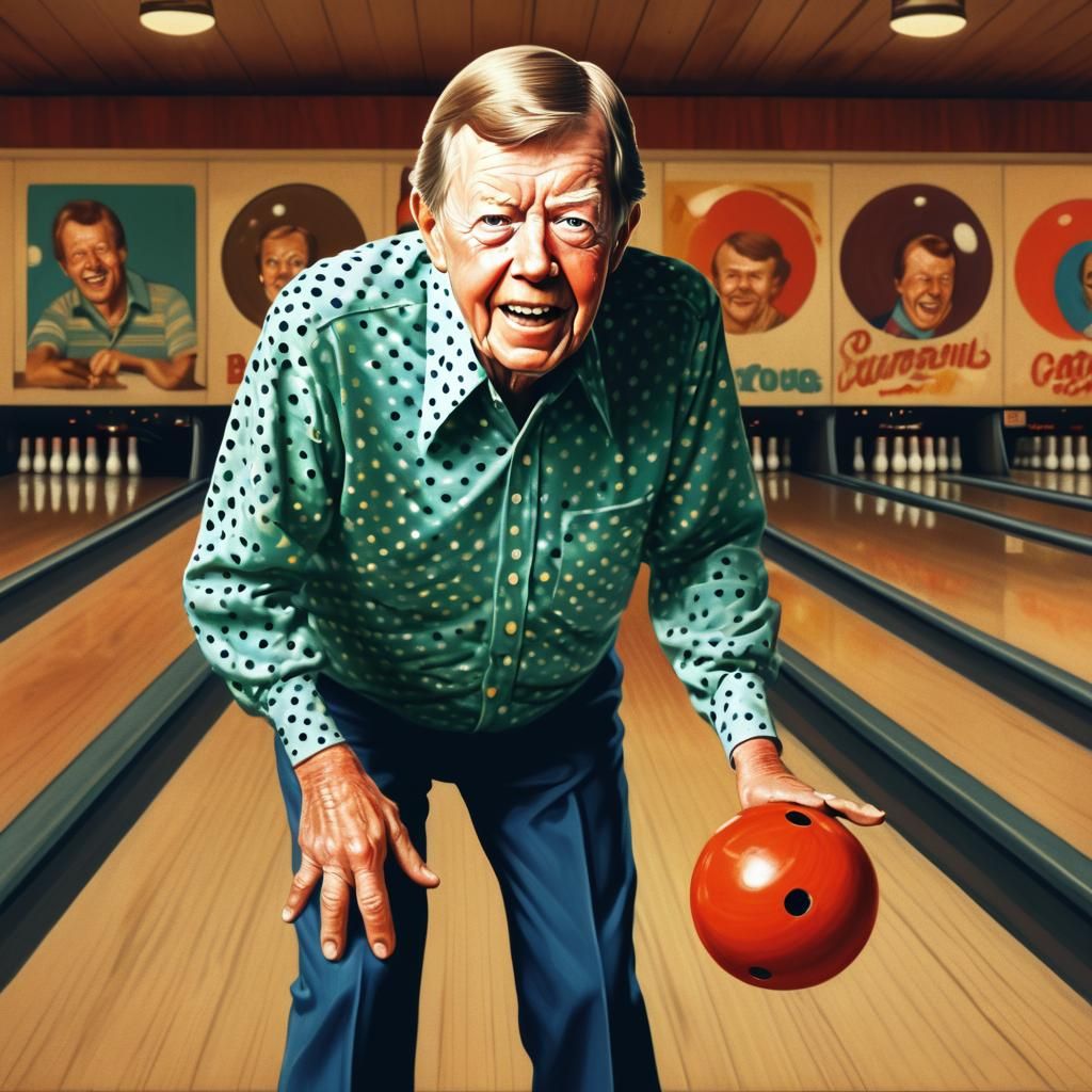 Jimmy Carter Bowling: Mad Magazine Caricature