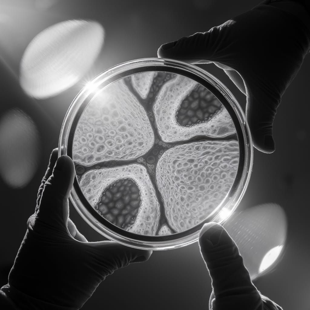 Macro Photography of Cellular Structures in Petri Dish