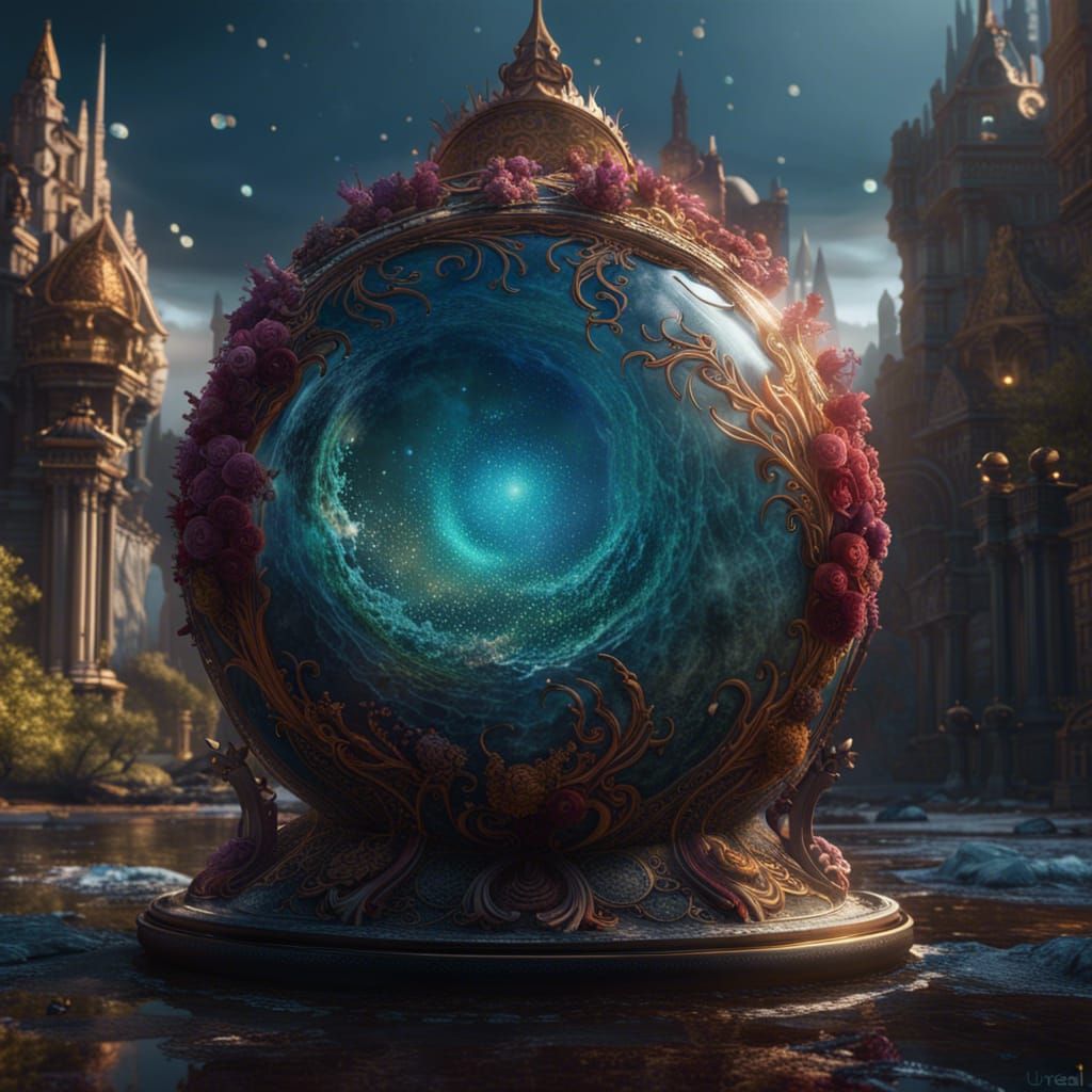 Glass Spheres: Detailed Matte Painting in Deep Color