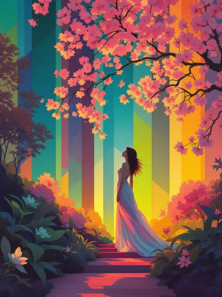 Ethereal Garden with Abstract Pin-Up