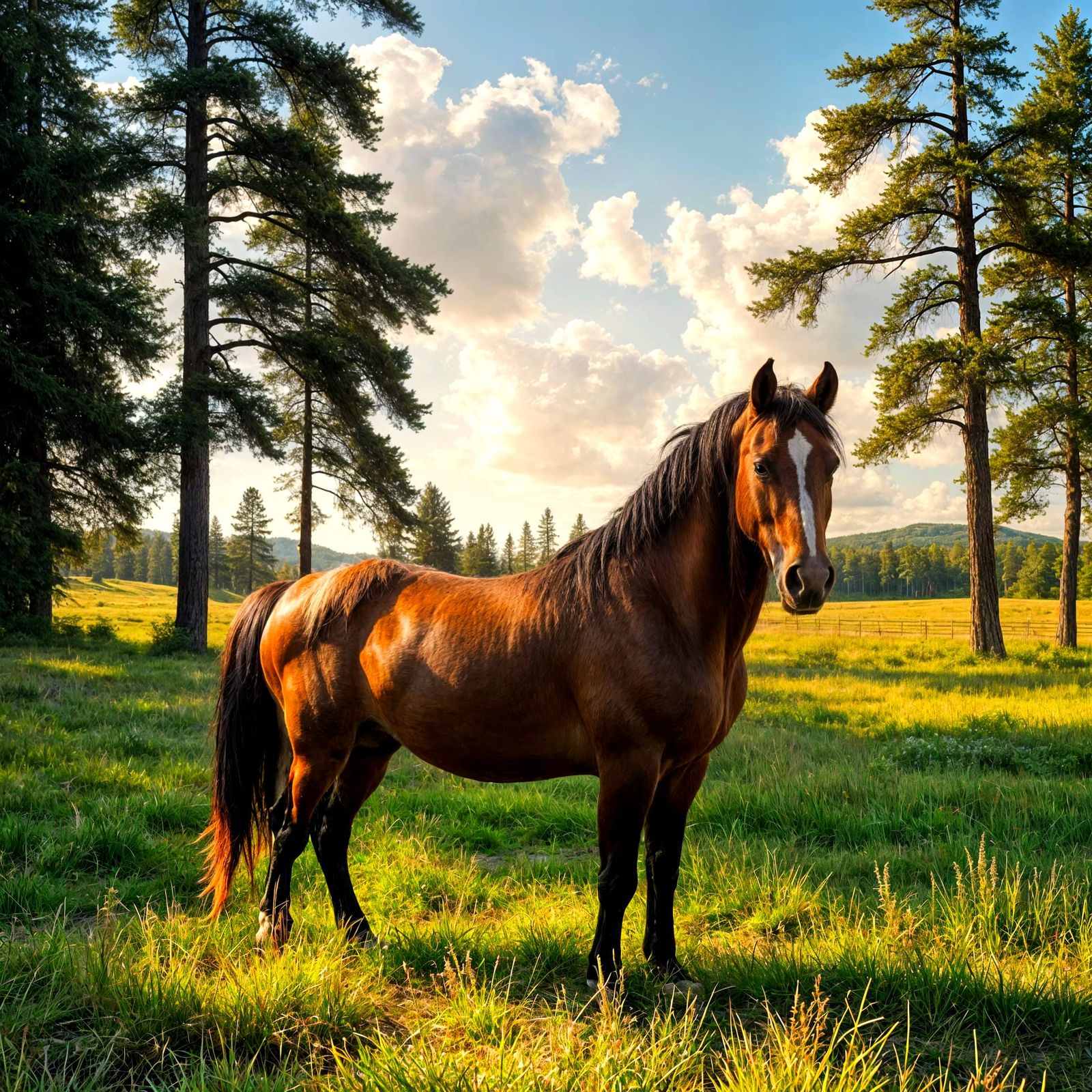 A Majestic Horse in a Vibrant Landscape