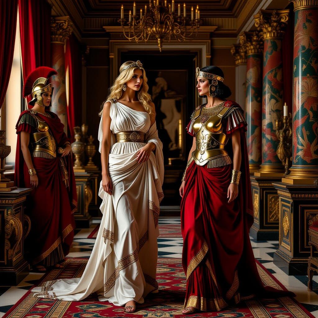 Claudia Schiffer as Roman Lady Meets Caesar and Cleopatra