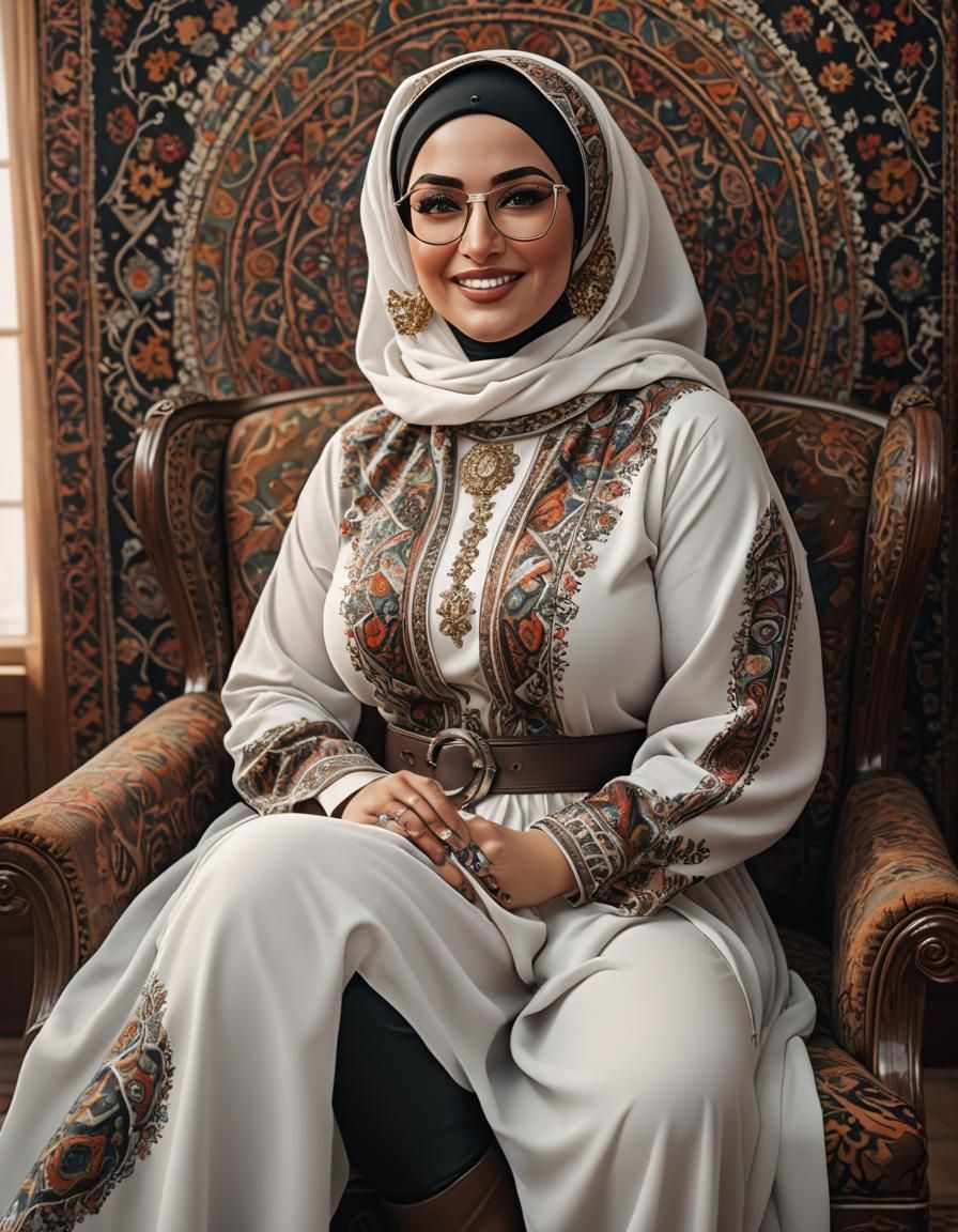 Psychedelic Portrait of a Middle Eastern Woman in Hijab