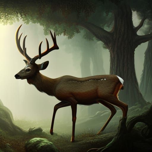 Skull Deer in Ancient Forest Concept Art