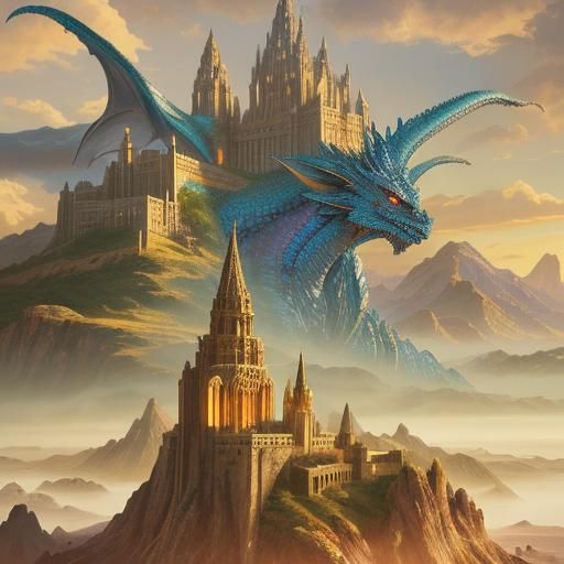 Valyrian City Fantasy Map Art in Golden Light