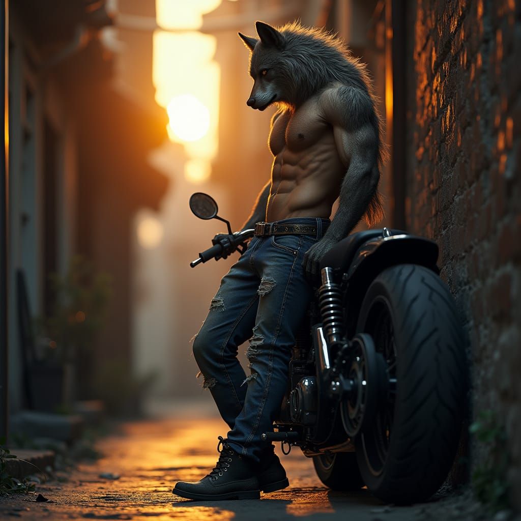 Brooding Werewolf in a Gritty, Film Noir-Inspired Alleyway