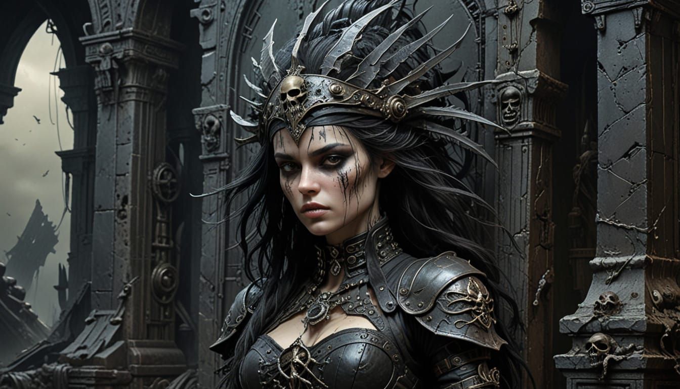 Grim Dark Pirate Queen Reigns on Throne of Skulls