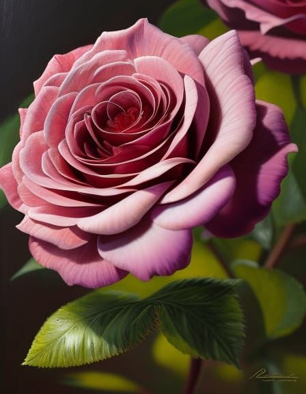 Hyperrealistic Rose Portrait in Impressionistic Style