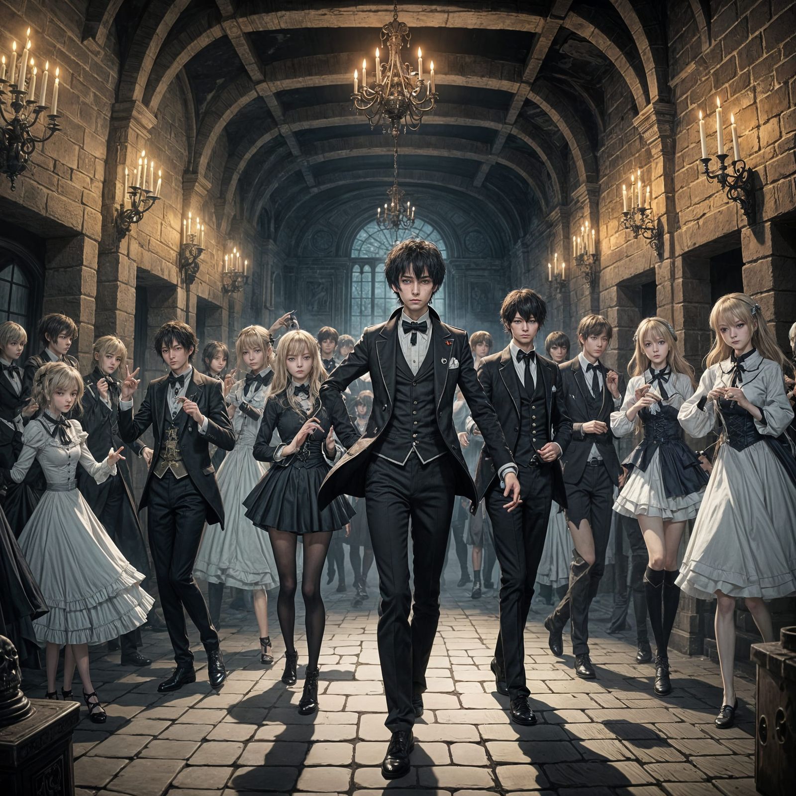 New Year's Dance Party in Skull Crypt Anime Style