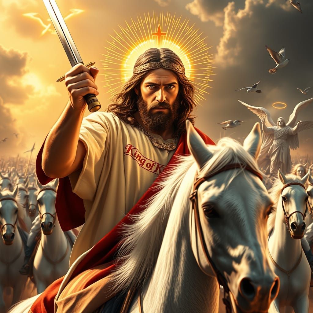 Christ Defeating the Beast in Hyperrealistic Battle