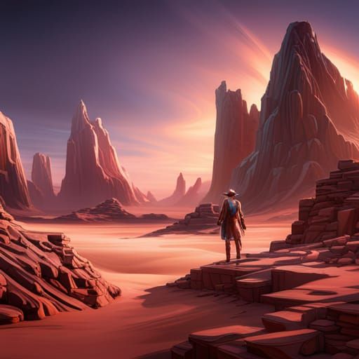 Futuristic Cowboy and Cowgirl Desert Adventure