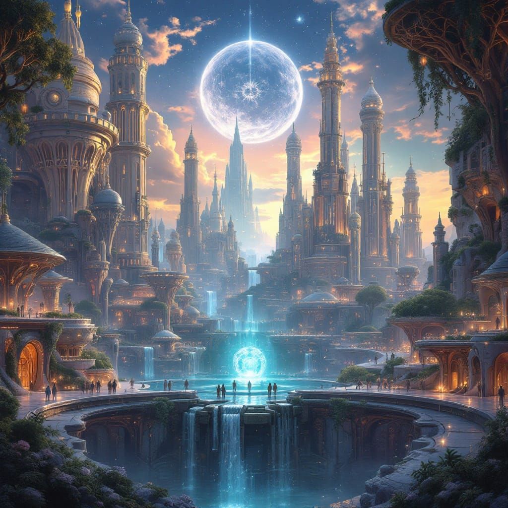Ethereal Futuristic City of Unity and Togetherness in a Futu...
