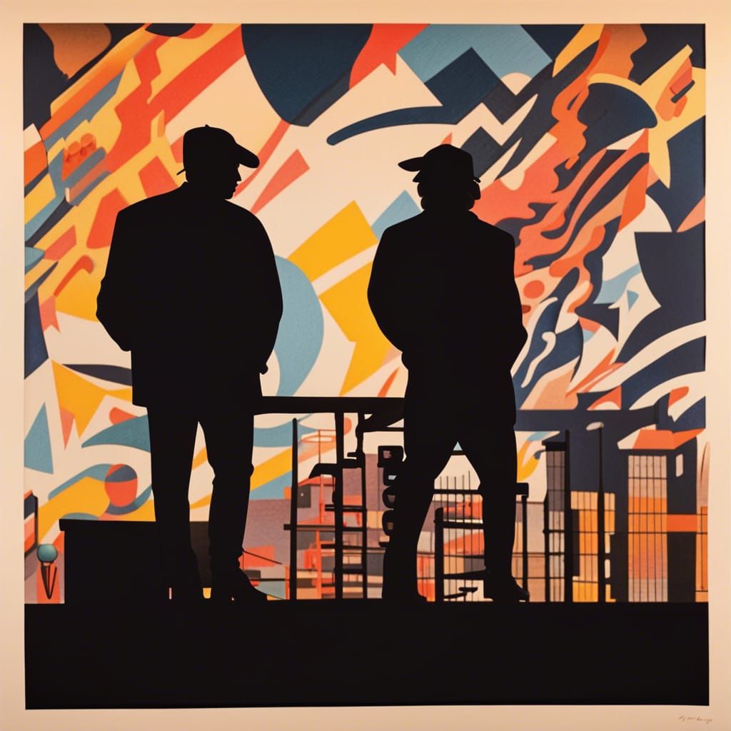 Rooftop Friendship in Abstract Picasso Style