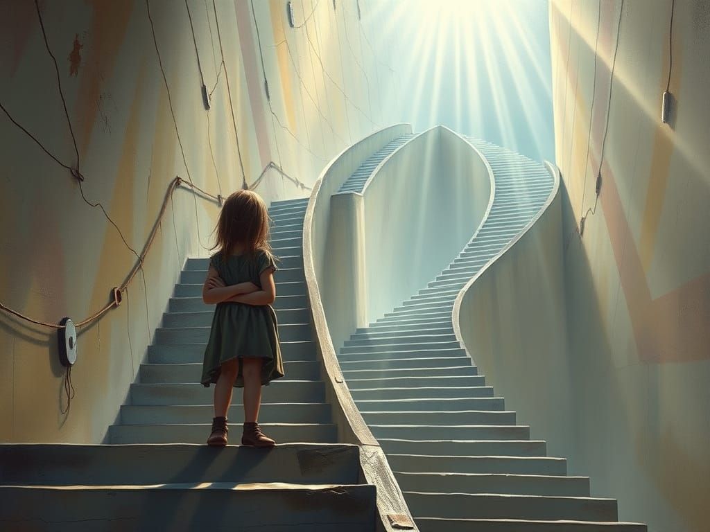 Ascending to the Infinite: A Dreamlike Staircase in Neo-Impr...