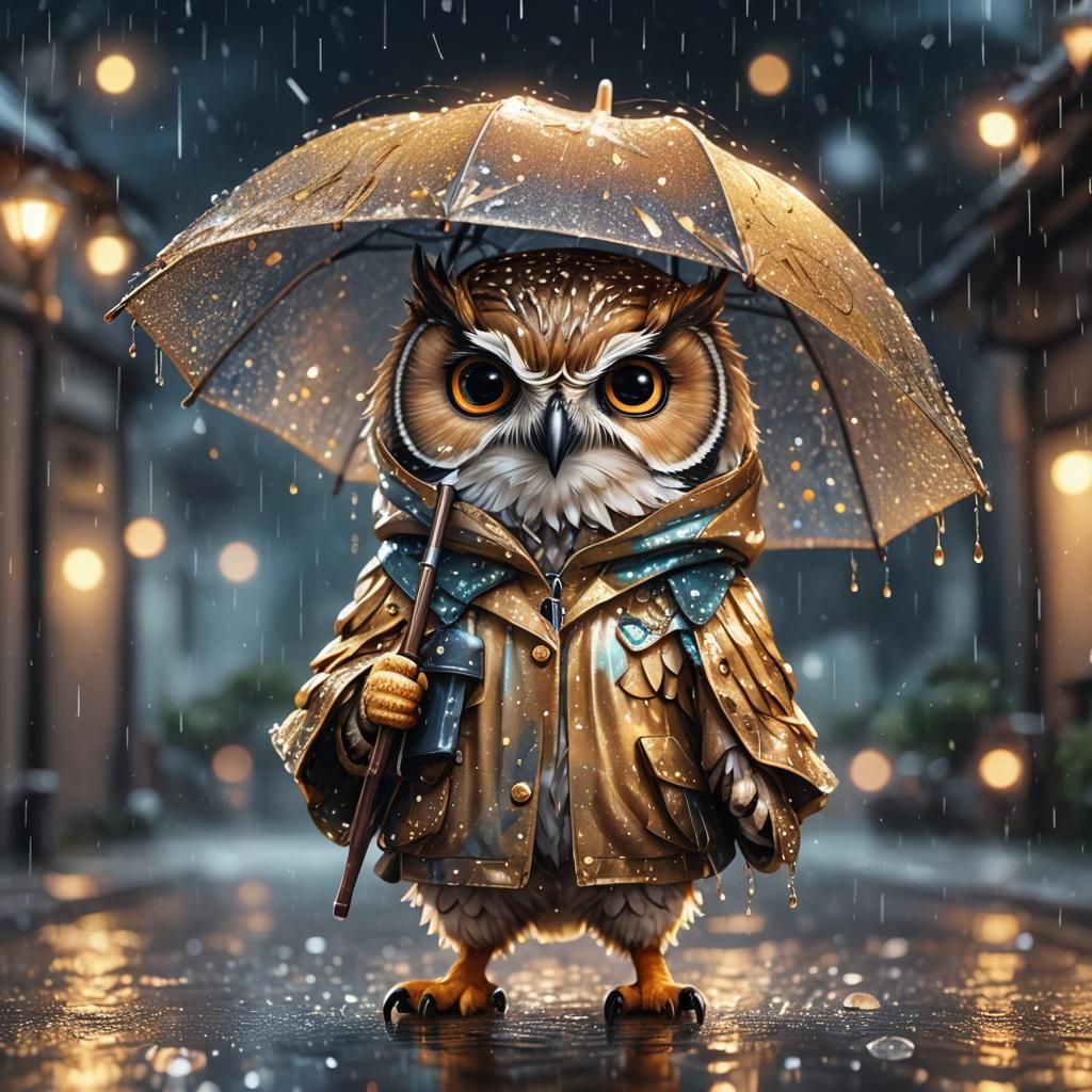 Owl in the Rain