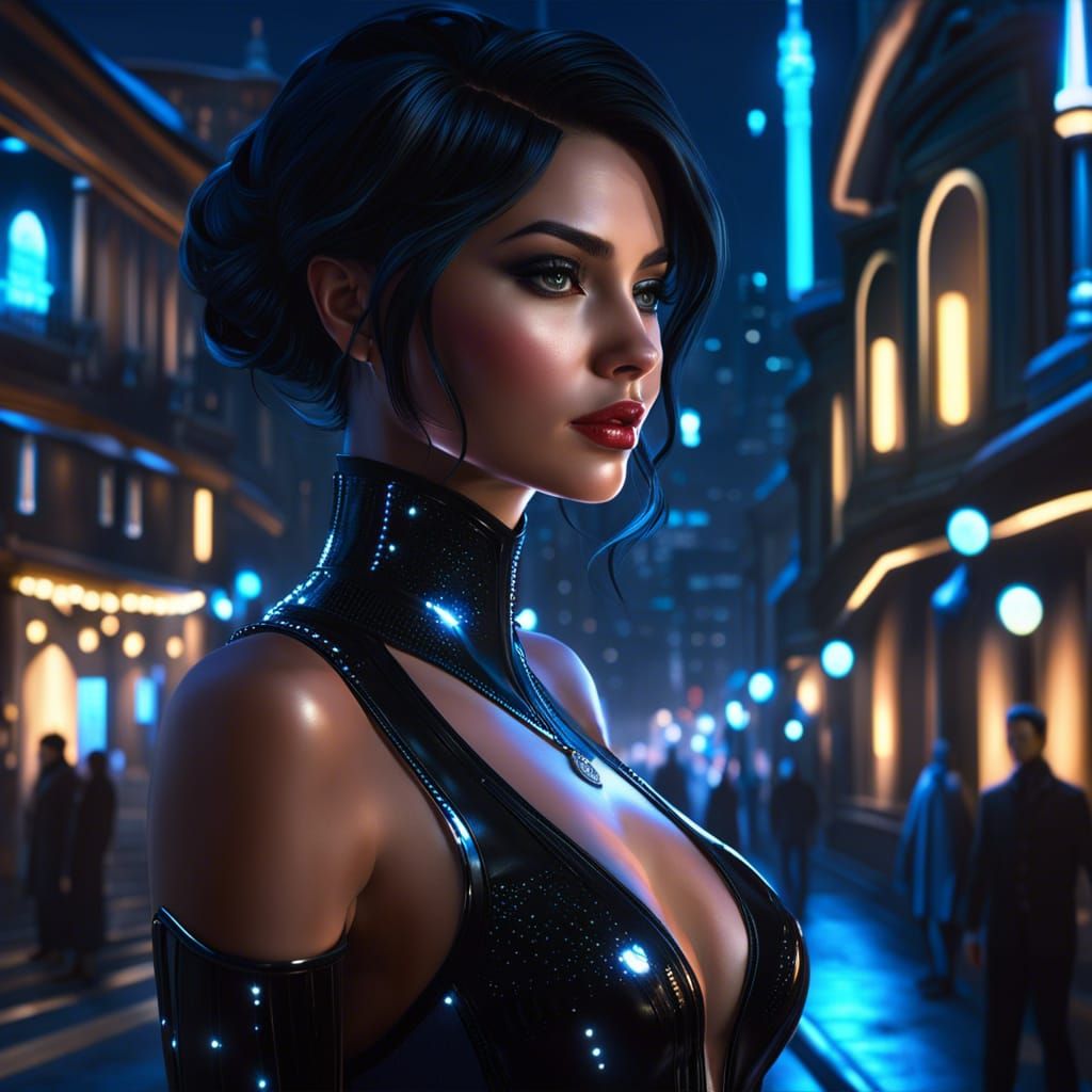 Futuristic Gothic Girl Portrait in Bioluminescent Setting