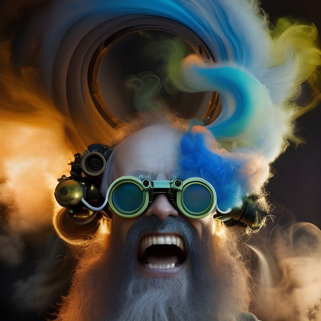 Mad Scientist with Nebulae Goggles: Dieselpunk Art
