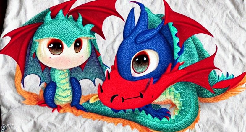 Adorable Dragon Snuggled in a Blanket